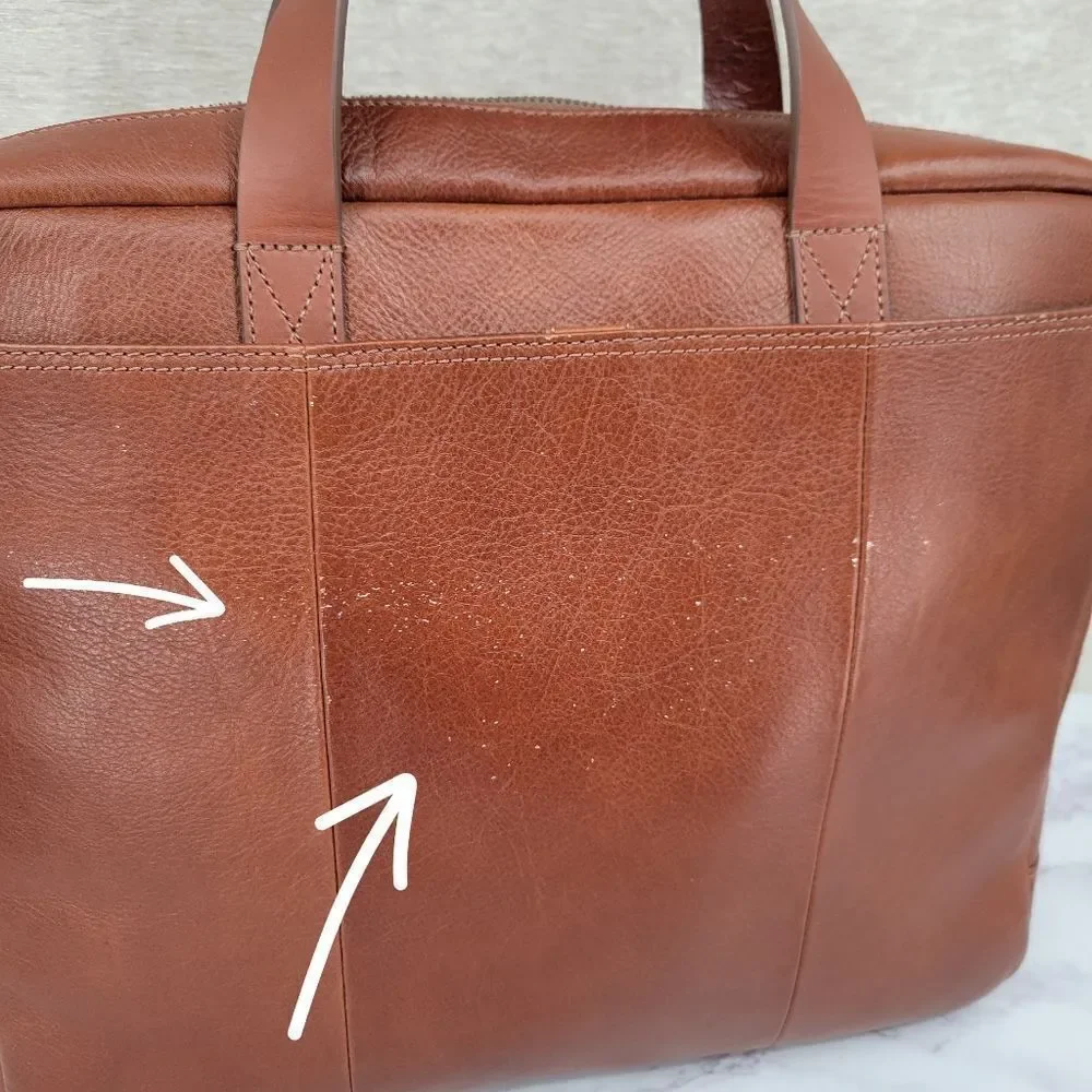 Fossil Leather Brief Workbag Cognac Breifcase Bag